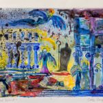 School Spirit, Impressionist painting from the 1999 Collapse of the Cuckoo Kingdom exhibition collection by activist artist Catie Faryl.