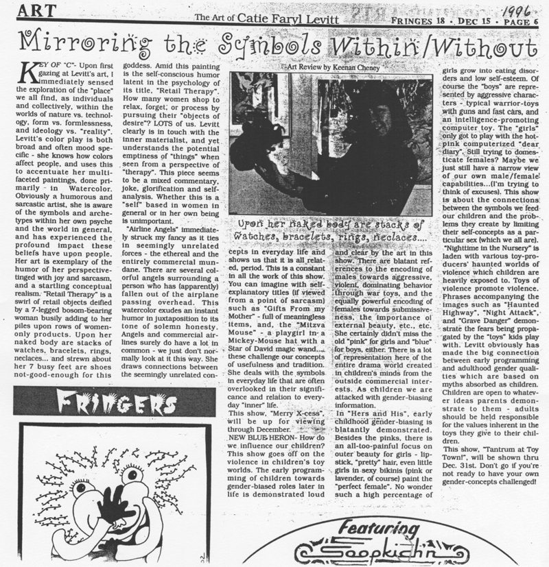 Mirroring the Symbols Within/Without, Review of two art exhibitions by Catie Faryl in Ashland, 2000