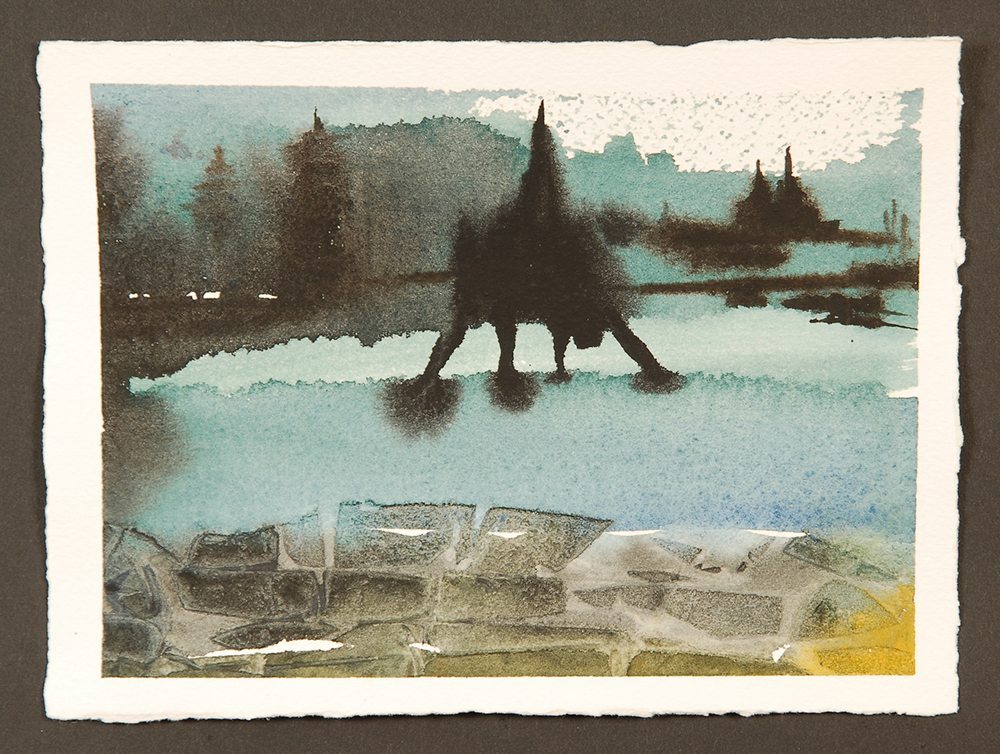 The Bridge, Monotype Print from the "The Bridge to 2020" series by artist Catie Faryl, 2013.